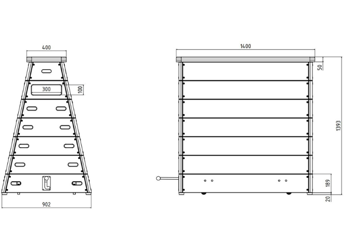 Træplint med 7 kasser