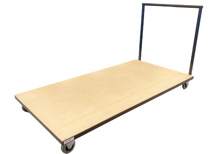 Universalvogn til gymnastikredskaber.
Bøjlen kan tages af hvis der er behov for det.
Men træplade på bunden.
Vognen er 1 meter bred og 2 meter lang.
Praktisk vogn til måtter og skumredskaber.
Dansk kvalitet.
Robust vogn.
Kan bruges til alle typer gy