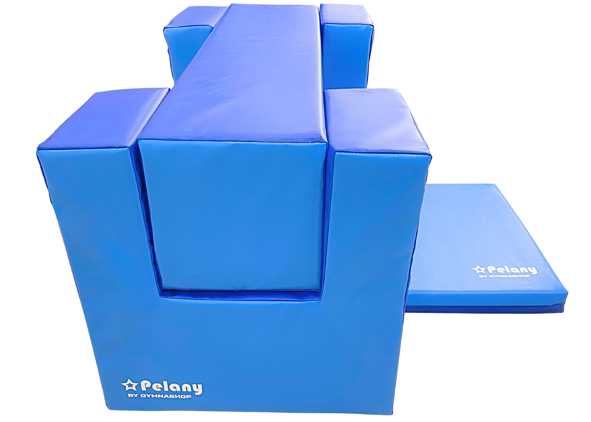 Modulsystem 2. Består af 4 forskellige moduler.
1 firkantet bjælke
2 klodser, hvor den firkantet bjælke kan monteres.
1 måtte
Lav sjove forhindringer til børnehave børn og de mindste gymnaster.
Udført i 700 g/m2. PVC dug.
Vask betrækket med vand og