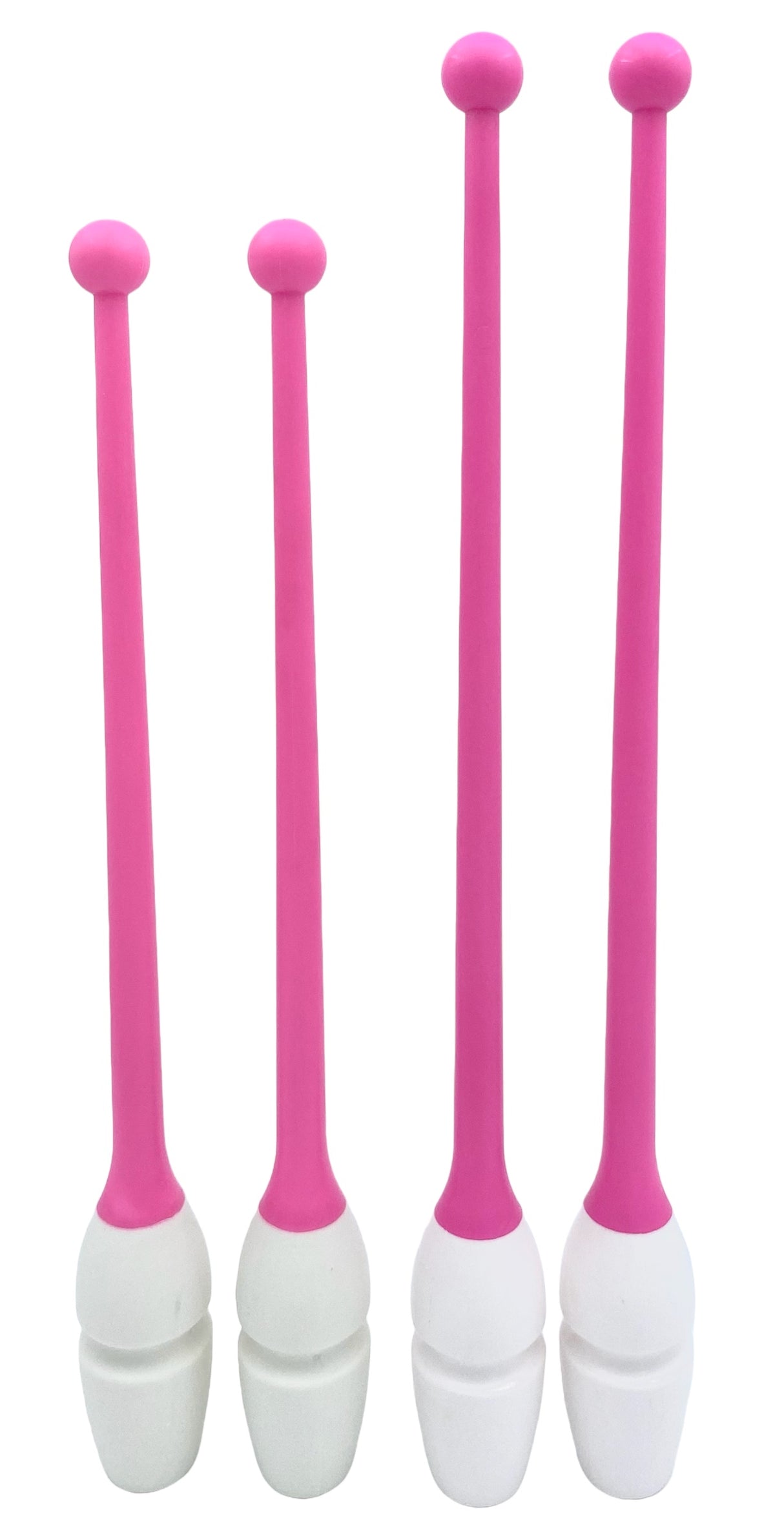 Tofarvet gymnastikkølle fra Pastorelli med en krop (den hvide del) af gummi, hvilket gør, at køllen kan stødes mod gulvet og springe tilbage.
Køllerne kan også sættes sammen i forlængelse af hinanden.
En farverig kølle til træning, opvisning, show