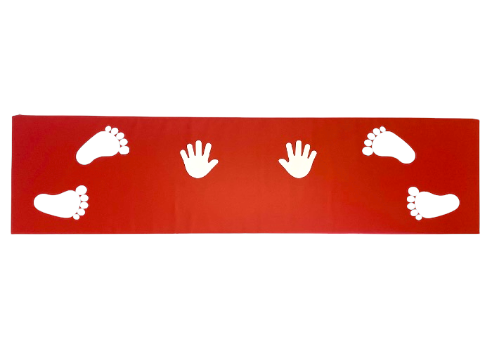 Vejrmølle måtte med hænder og fødder.
Til indøvning af vejrmøller og placering af hænder og fødder.