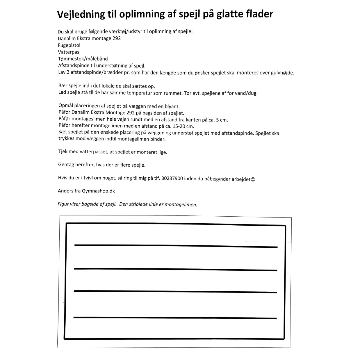 Spejl B200xH180 cm
