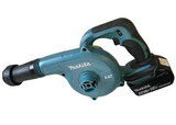 Makita håndblæser med 18 V batteri og omløber, så den passer på sort ventil på Airtrack Pro.

Trinløs variabel hastighed og leverer en luftmængde op til 2,3 m3/min.

Leveres med blæserør og 1 stk. batteri og lynlader.

Prisen er incl. tilpasning til 
