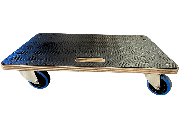 Redskabshund 45x70 cm
4 stk. kraftige hjul.
Toppen er belagt med skridsikker gummi.
Bærehåndtag.