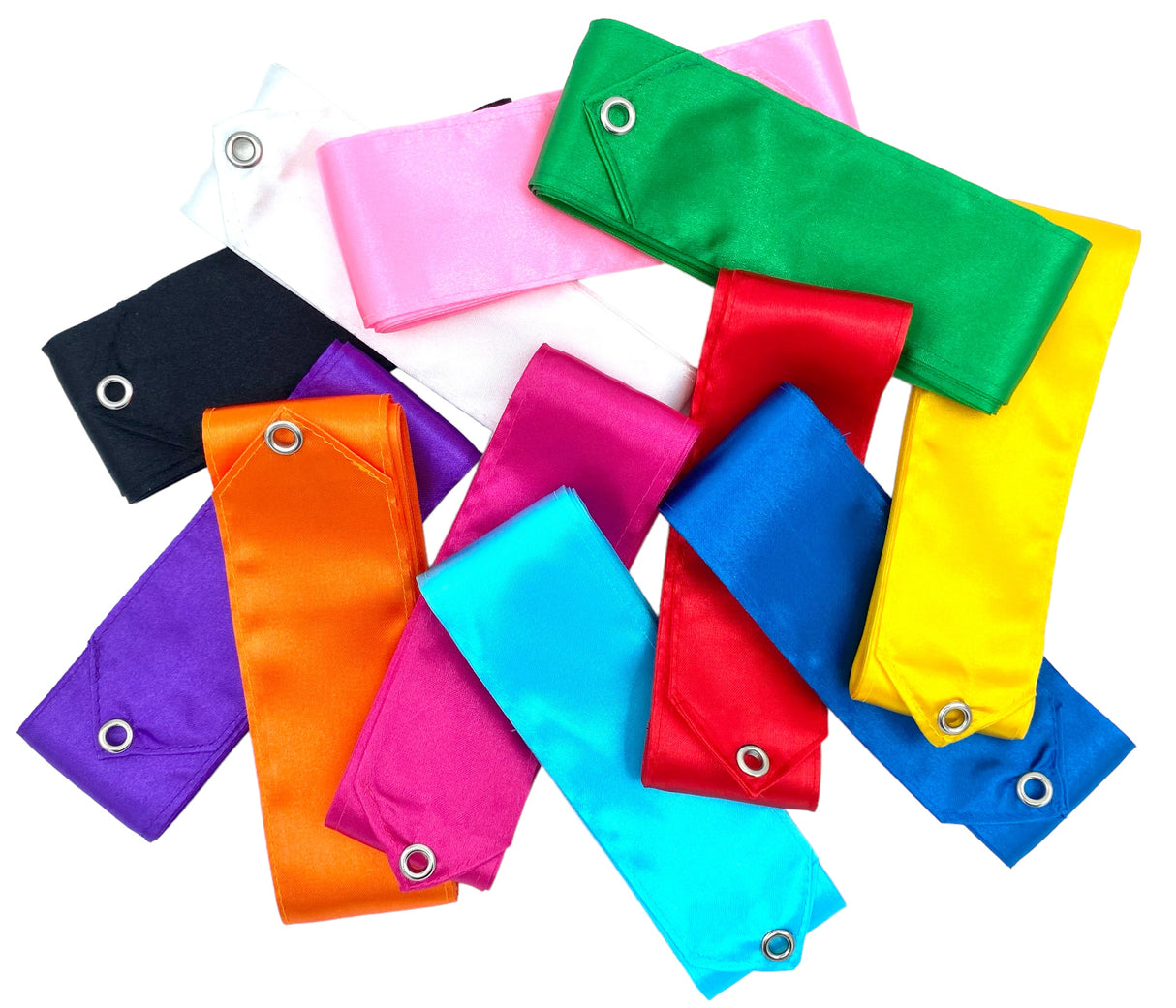 MALA vimpler fås i mange forskellige flotte, klare farver - Grøn, Hvid, Gul, Blå, Rød, Lyseblå, Pink, Orange, Lilla, Sort, Lyserød. 

Passer til alle aldersgrupper, da vimplen kan tilpasses til den ønskede længde.

5 cm bredt rayonbånd.
Stav sælges s