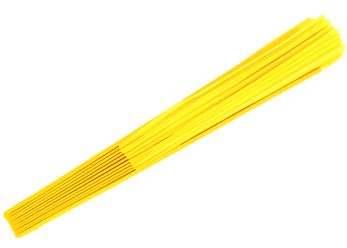 Gul gymnastikvifte.
Oplev elegance og effekt på opvisningsgulvet med vores gymnastikvifte. Denne vifte fås i flere forskellige farver, så du kan vælge den, der passer bedst til din stil og optræden. Når viften er udslået, måler den imponerende 60 cm 